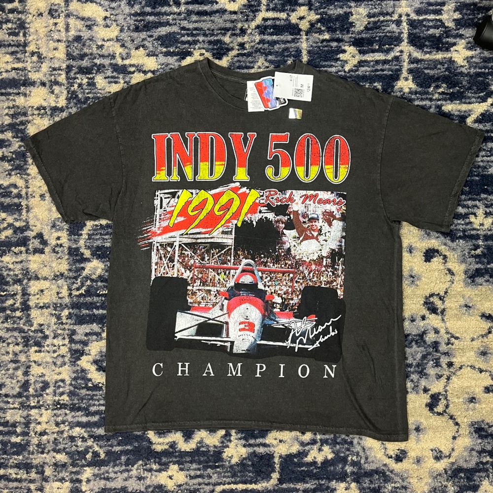 Forever 21 Indy 500 Rick Mears 1991 Champion T-Shirt Washed Black Mens Medium